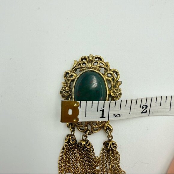 Vintage Oval Filigree Genuine Bloodstone Pendant Brooch - Picture 5 of 5